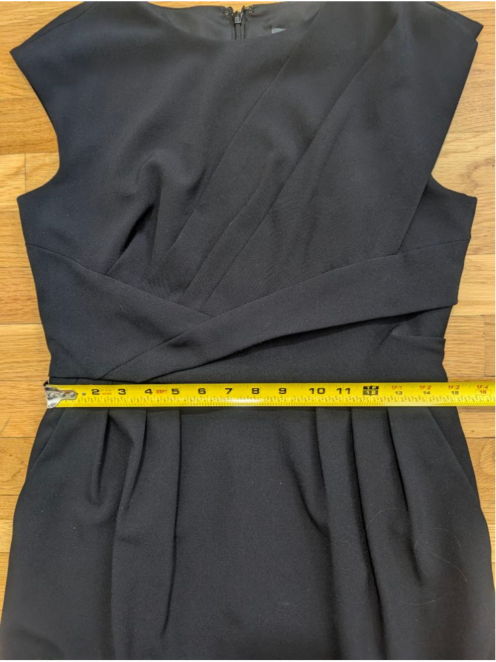 Adrianna Papell Pleat Side Swag Sheath Dress Black Size 8 - Picture 10 of 13